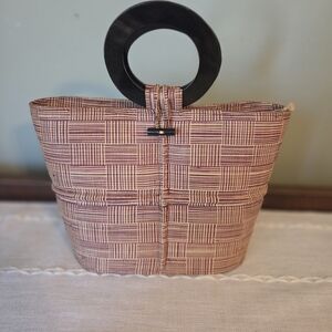 Stylish Cool Tan and Red Woven Women's Handmade Clutch Bag